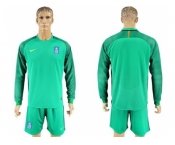 Greece Blank Green Goalkeeper Long Sleeves Soccer Country Jersey