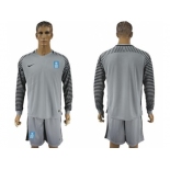 Greece Blank Grey Goalkeeper Long Sleeves Soccer Country Jersey