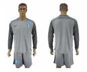 Greece Blank Grey Goalkeeper Long Sleeves Soccer Country Jersey