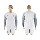 Greece Blank White Goalkeeper Long Sleeves Soccer Country Jersey