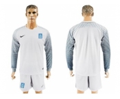 Greece Blank White Goalkeeper Long Sleeves Soccer Country Jersey