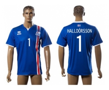 Iceland #1 Halldorsson Home Soccer Country Jersey2