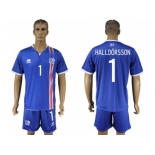 Iceland #1 Halldorsson Home Soccer Country Jersey