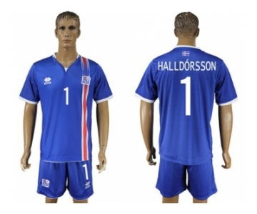 Iceland #1 Halldorsson Home Soccer Country Jersey