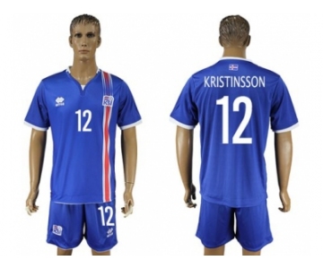 Iceland #12 Kristinsson Home Soccer Country Jersey