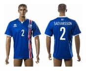 Iceland #2 Saevarsson Home Soccer Country Jersey1