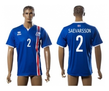 Iceland #2 Saevarsson Home Soccer Country Jersey1