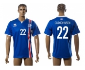 Iceland #22 Gudjohnsen Home Soccer Country Jersey1