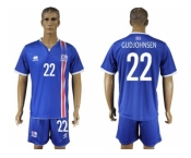 Iceland #22 Gudjohnsen Home Soccer Country Jersey