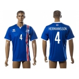 Iceland #4 Hermannsson Home Soccer Country Jersey1