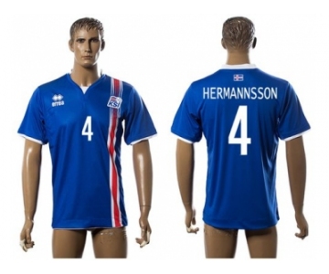 Iceland #4 Hermannsson Home Soccer Country Jersey1