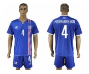 Iceland #4 Hermannsson Home Soccer Country Jersey