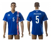 Iceland #5 Ingason Home Soccer Country Jersey1