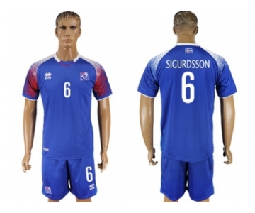 Iceland #6 Sigurdsson Home Soccer Country Jersey