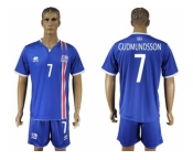 Iceland #7 Gudmundsson Home Soccer Country Jersey