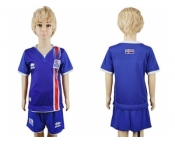 Iceland Blank Home Kid Soccer Country Jersey