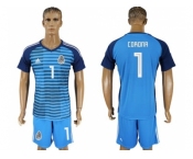 Mexico #1 Corona Blue Goalkeeper Soccer Country Jersey