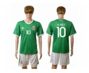 Mexico #10 Blanco Green Home Soccer Country Jersey