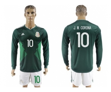 Mexico #10 J.M.Corona Home Long Sleeves Soccer Country Jersey