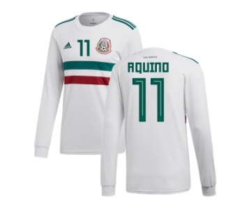 Mexico #11 Aquino Away Long Sleeves Soccer Country Jersey