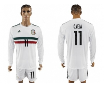 Mexico #11 C.Vela Away Long Sleeves Soccer Country Jersey