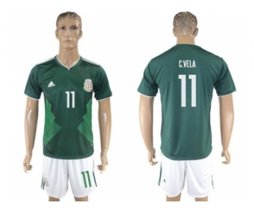 Mexico #11 C.Vela Green Home Soccer Country Jersey