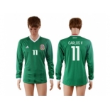 Mexico #11 Carlos V Home Long Sleeves Soccer Country Jersey