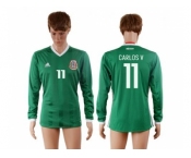 Mexico #11 Carlos V Home Long Sleeves Soccer Country Jersey