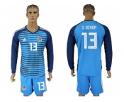 Mexico #13 G.Ochoa Blue Long Sleeves Goalkeeper Soccer Country Jersey