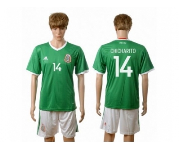 Mexico #14 Chicharito Green Home Soccer Country Jersey1