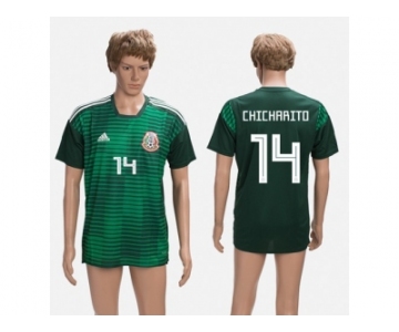 Mexico #14 Chicharito Green Training Soccer Country Jersey