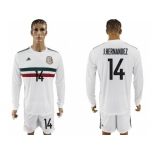 Mexico #14 J.Hernandez Away Long Sleeves Soccer Country Jersey