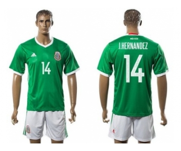 Mexico #14 J.Hernandez Green Home Soccer Country Jersey1