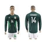 Mexico #14 J.Hernandez Home Long Sleeves Soccer Country Jersey