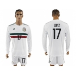 Mexico #17 Lopez Away Long Sleeves Soccer Country Jersey