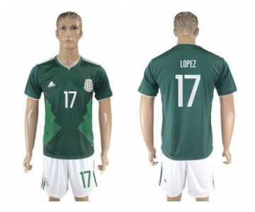 Mexico #17 Lopez Green Home Soccer Country Jersey