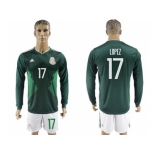 Mexico #17 Lopez Home Long Sleeves Soccer Country Jersey