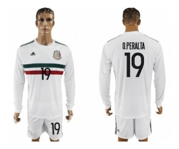 Mexico #19 O.Peralta Away Long Sleeves Soccer Country Jersey