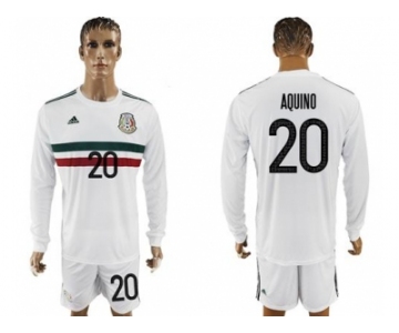 Mexico #20 Aquino Away Long Sleeves Soccer Country Jersey