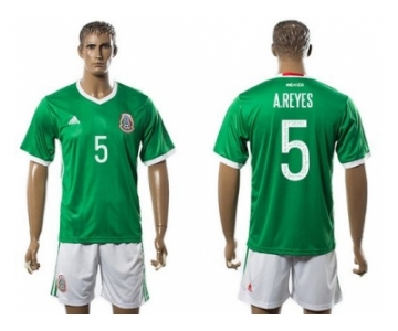 Mexico #5 A.Reyes Green Home Soccer Country Jersey1