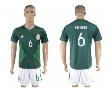 Mexico #6 H.Herrera Green Home Soccer Country Jersey