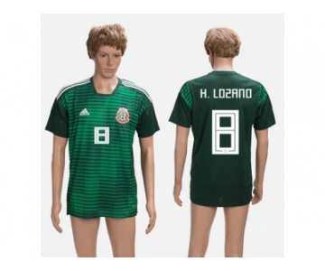 Mexico #8 H.Lozano Green Training Soccer Country Jersey