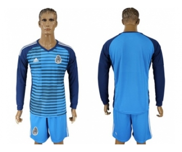 Mexico Blank Blue Long Sleeves Goalkeeper Soccer Country Jersey