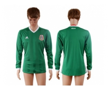 Mexico Blank Home Long Sleeves Soccer Country Jersey1