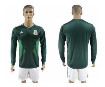 Mexico Blank Home Long Sleeves Soccer Country Jersey