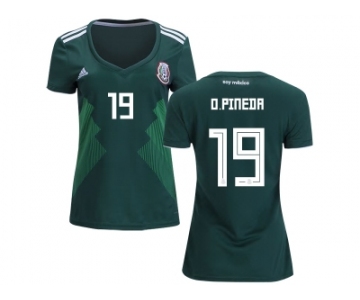 Women Mexico #19 O.Pineda Home Soccer Country Jersey