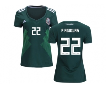 Women Mexico #22 P.Aguilar Home Soccer Country Jersey