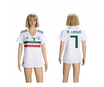 Women Mexico #7 M.Layun Away Soccer Country Jersey