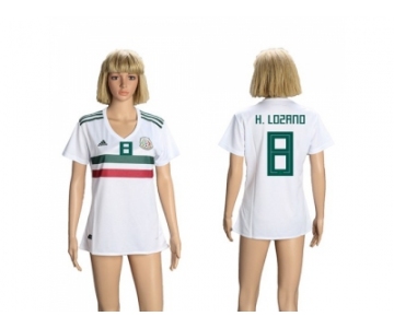 Women Mexico #8 H.Lozano Away Soccer Country Jersey