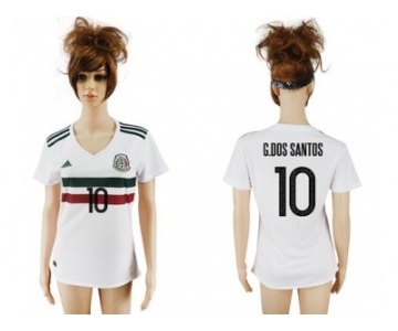 Women's Mexico #10 G.Dos Santos Away Soccer Country Jersey